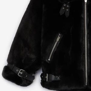 Faux fur and leather coat